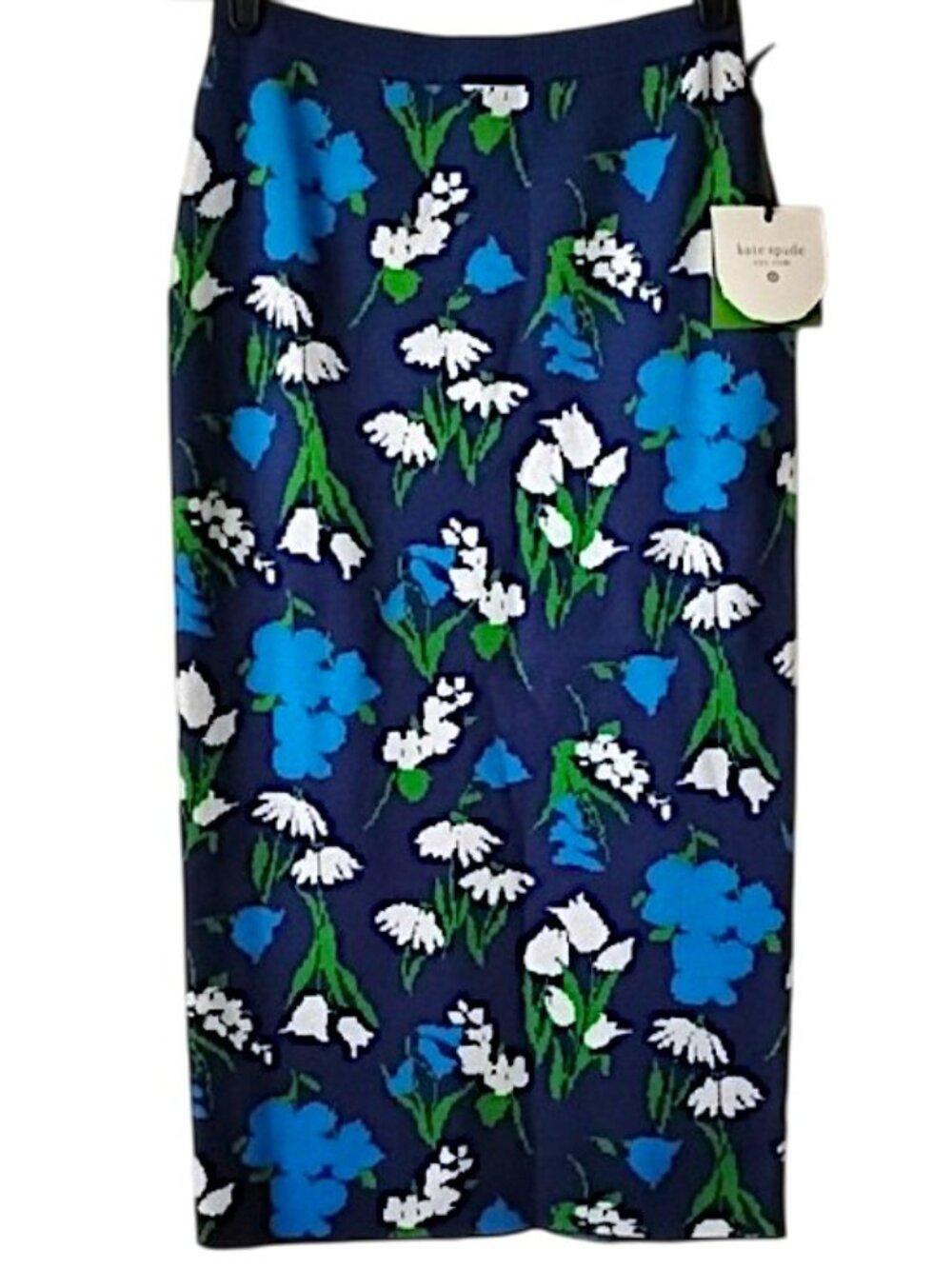 NWT Kate Spade Mixed Floral Midi Sweater Skirt S Blue Green White - Picture 2 of 8